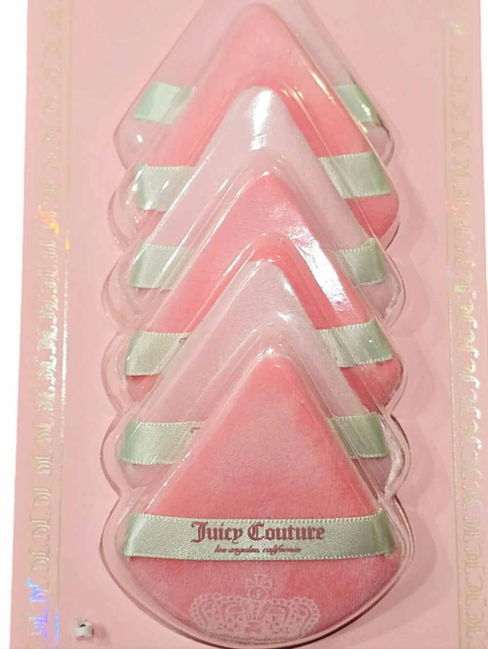 Juicy Couture Set Of 6 Pink Crown Logo Velvet Makeup Puffs